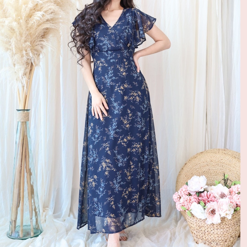 Orange Creek Midnight Blue Floral Maxi Dress